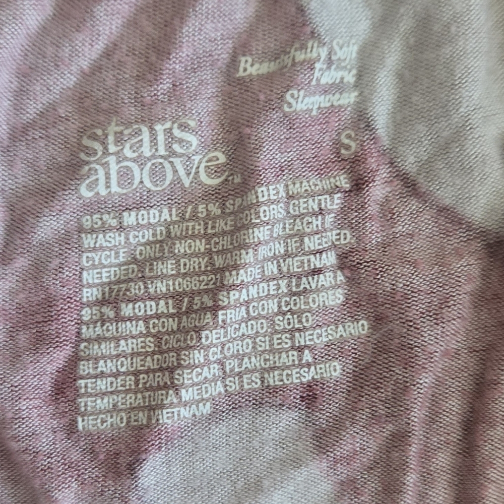 Stars Above Soft Sleepwear Set Shorts Button Up Super Soft Pink Lavender - Picture 6 of 7
